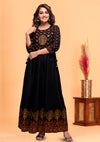 Kaajh Black Embroidery Printed Rayon Ethnic Gown