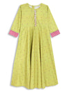 Ahalyaa Girls Printed A Line Velvet Maxi Kids Ethnic Dress