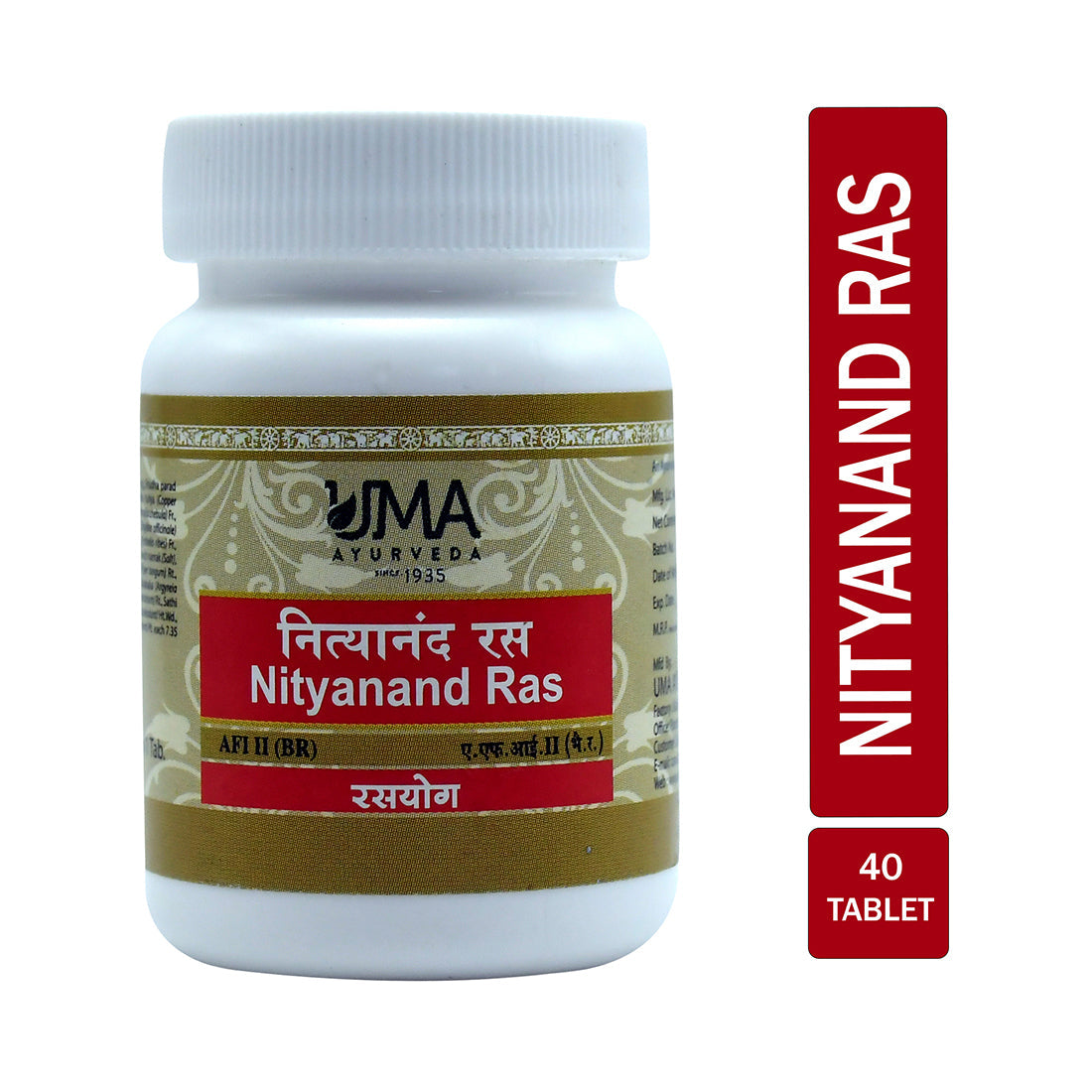 Tabs Man Math Ras Uma Ayurveda Nityanand Ras Tabs - 40 tabs - Swadesii
