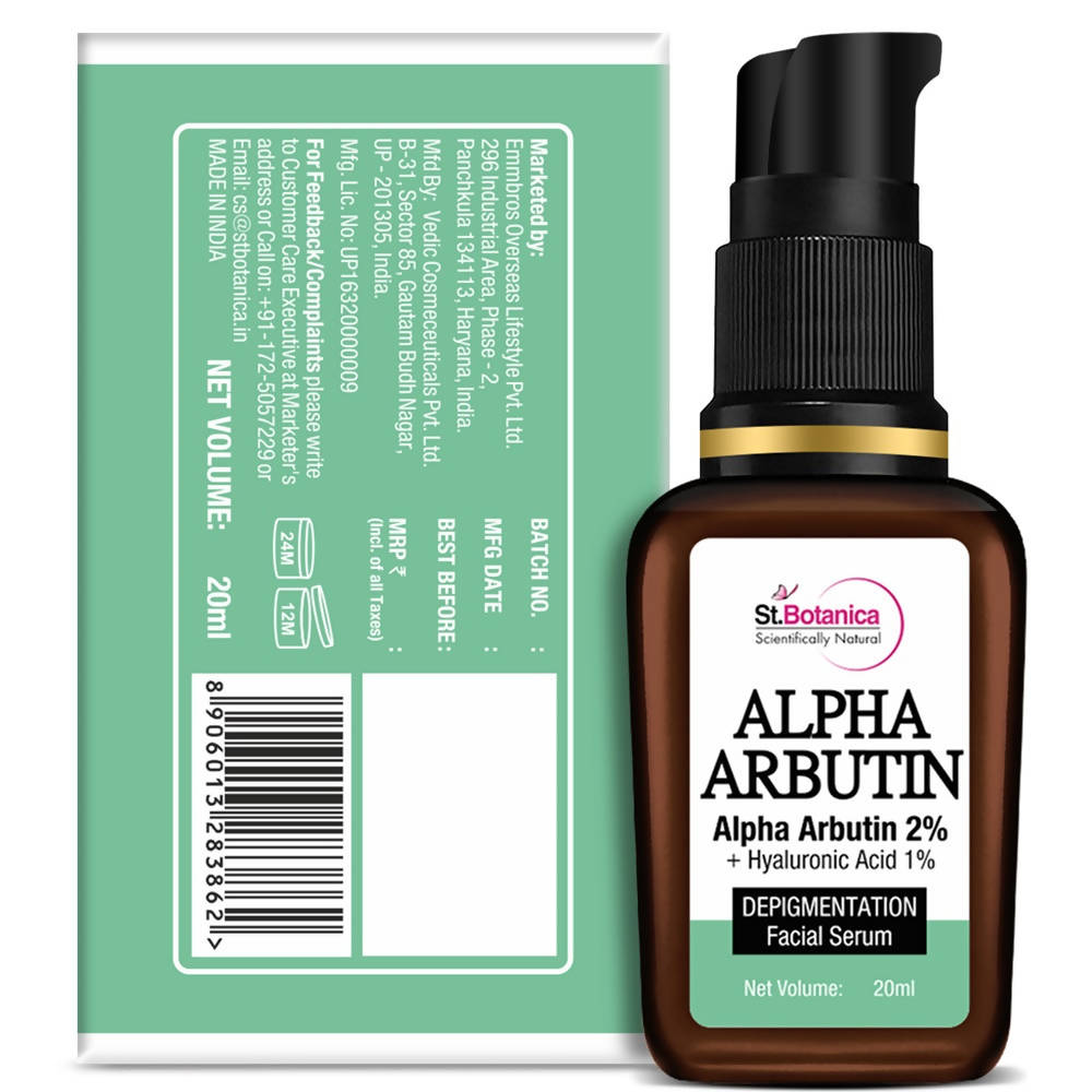 St.Botanica Alpha Arbutin 2% + Hyaluronic Acid 1% Depigmentation Facial Serum