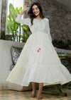 Kaajh White Mirror Embellishment Ethnic Gown