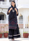 Kaajh Black Embroidered Cotton Kurta Sharara Set With Dupatta