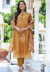 Kaajh Mustard Festive Chanderi Printed Suit Set - XL