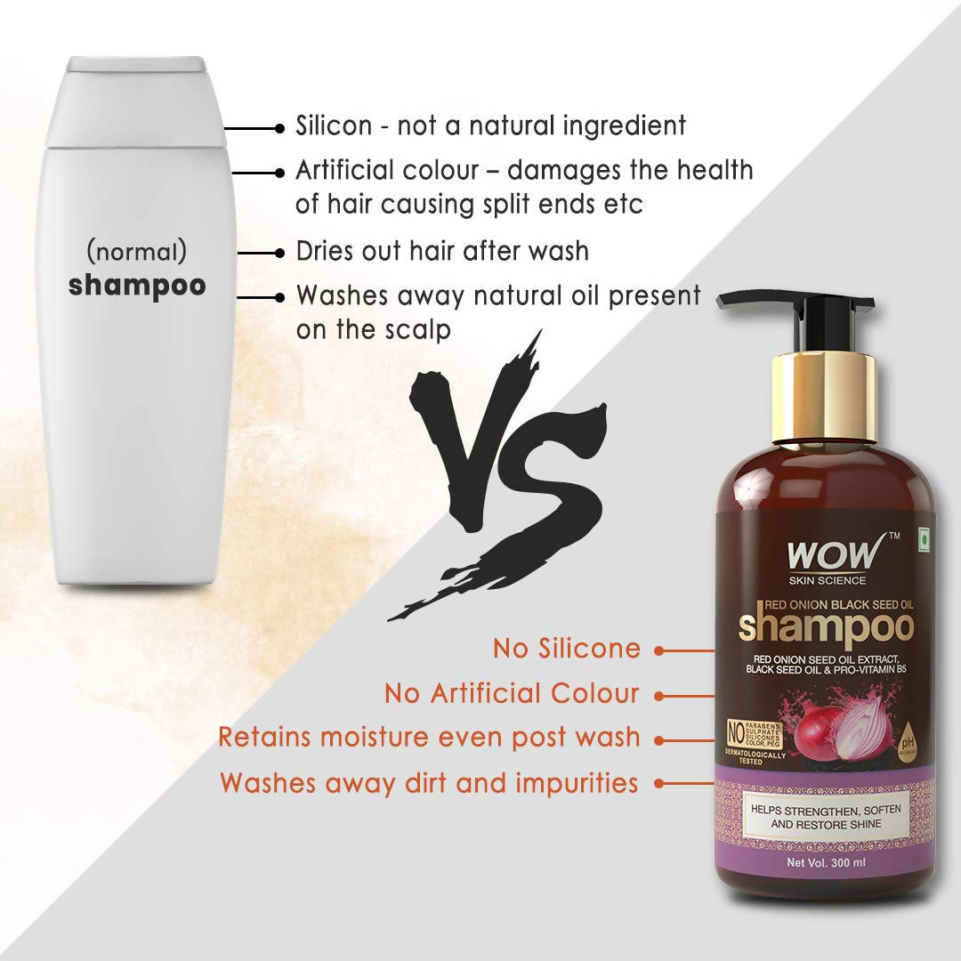 Wow Skin Science Red Onion Black Seed Oil Shampoo - Distacart