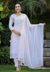 Kaajh Light Peach Modal Kurta Pant Set With Dupatta