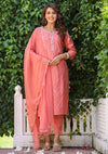 Kaajh Rust Modal Silk Kurta Pant Set With Dupatta