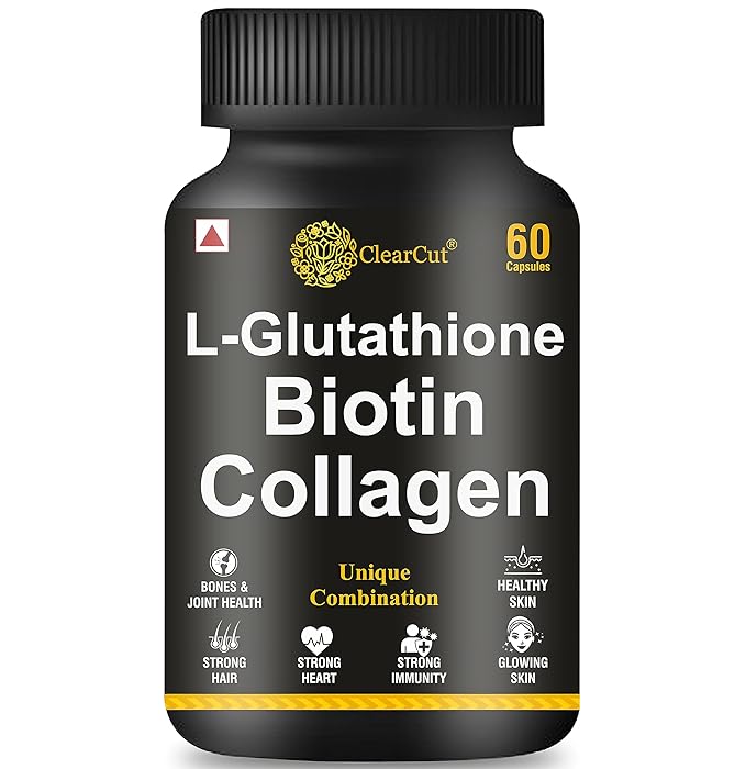 ClearCut L-Glutathione D-Biotin Collagen - 60 Capsules - Swadesii ClearCut L-Glutathione D-Biotin Collagen - 60 Capsules - Swadesii