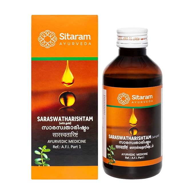 Sitaram Ayurveda Saraswatharishtam With Gold syrup - 200 ml - Swadesii