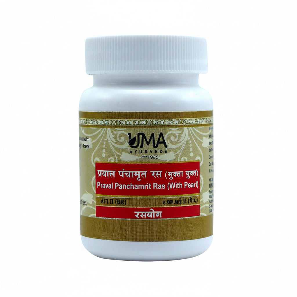 Pyraval Uma Ayurveda Praval Panchamrit Ras Ayurvedic Tablets - Swadesii