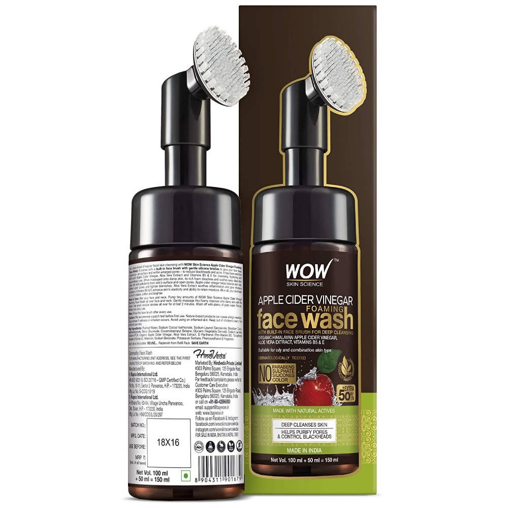 Wow Skin Science Apple Cider Vinegar Foaming Face Wash - Distacart