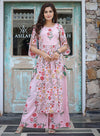 Kaajh Pink Floral Print Cotton Kurta Palazzo Set