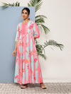 Ahalyaa Women Printed Layered Maxi Ethnic Dress