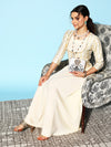 Ahalyaa Women Striped Crepe Maxi Ethnic Dress With Gotta Patti Detail