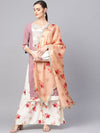 Ahalyaa Women Mauve & Cream-Coloured Printed Kurta with Palazzos & Dupatta