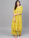 Ahalyaa Women Yellow Frock Suit with Plazzo