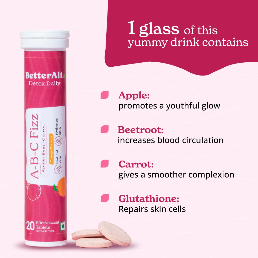 Better Alt Skin Glow A-B-C Glutathione Fizz - 20 Tablets (Pack of 2) -  Swadesii