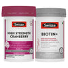 Swisse Biotin+ Biotin Tablets & High Strength Cranberry Combo