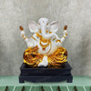 Svastika Gold Plated Lord Ganesha Idol With Wooden Base