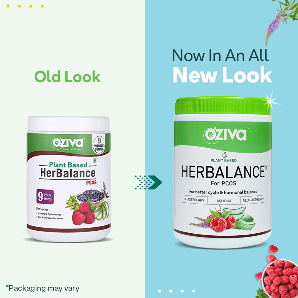 OZiva Plant Based HerBalance for Pcos - Old vs New Look