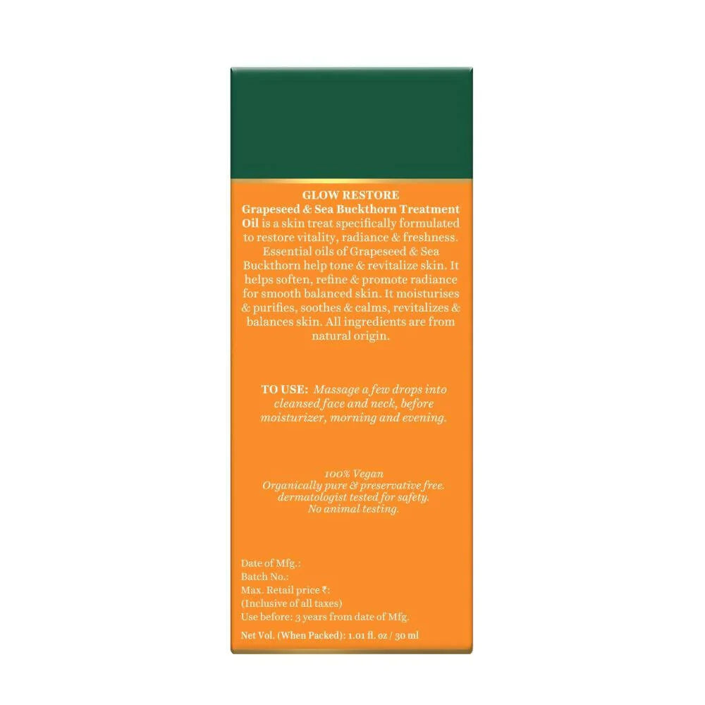 Biotique Glow Restore Grapeseed & Sea Buckthorn Treatment Oil - Distacart
