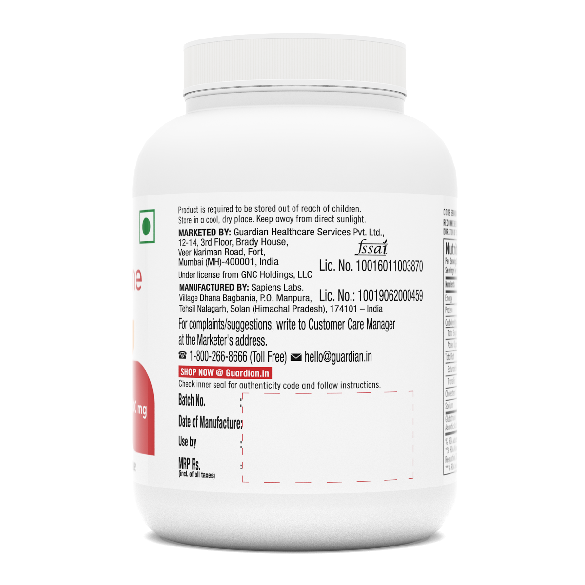 glutathione guardian GNC L-Glutathione 500 mg, Antioxidant for immunity, detoxification and radiant skin, 60 cps