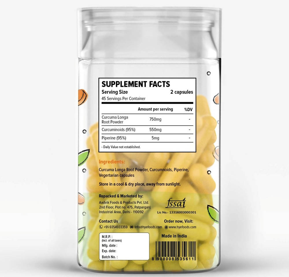 Aadvik Hye Foods Curcumin Piperine Capsules - Distacart
