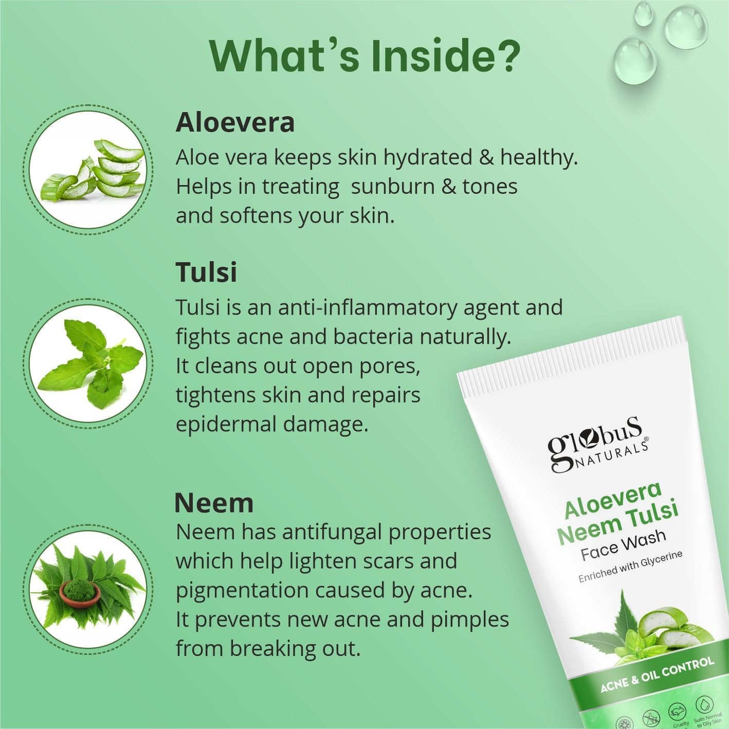 Globus Naturals Aloe Vera Neem Tulsi - 75 gms