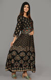 Kaajh Black Gold Printed Anarkali Ethnic Gown