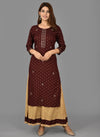 Kaajh Maroon Embroidery Kurta Sharara Set