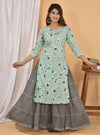 Kaajh Grey Floral Printed Kurta Sharara Set