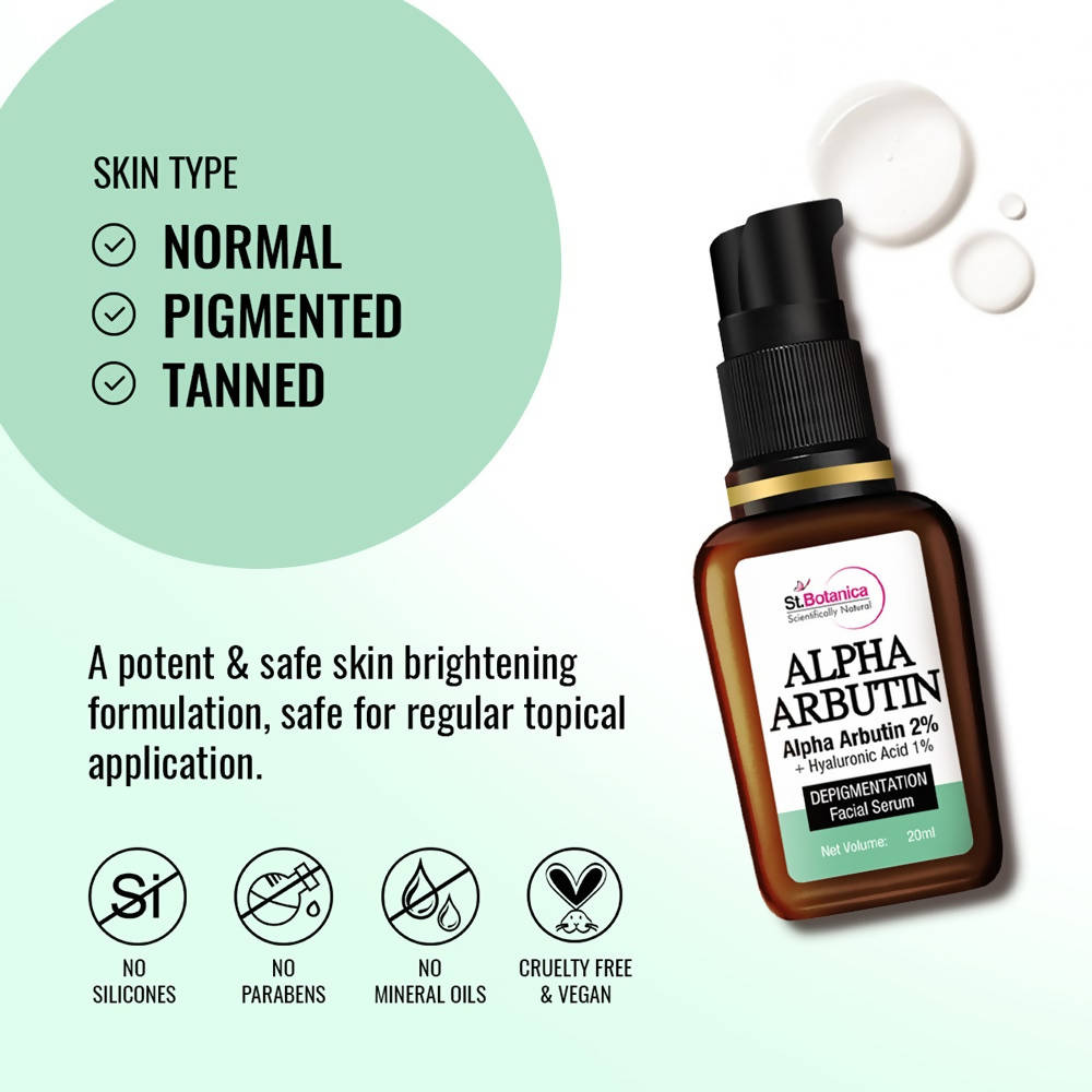St.Botanica Alpha Arbutin 2% + Hyaluronic Acid 1% Depigmentation Facial Serum