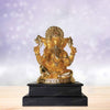 Svastika Golden Sitting Four-Armed Lord Ganesha Murti - 12 Inch