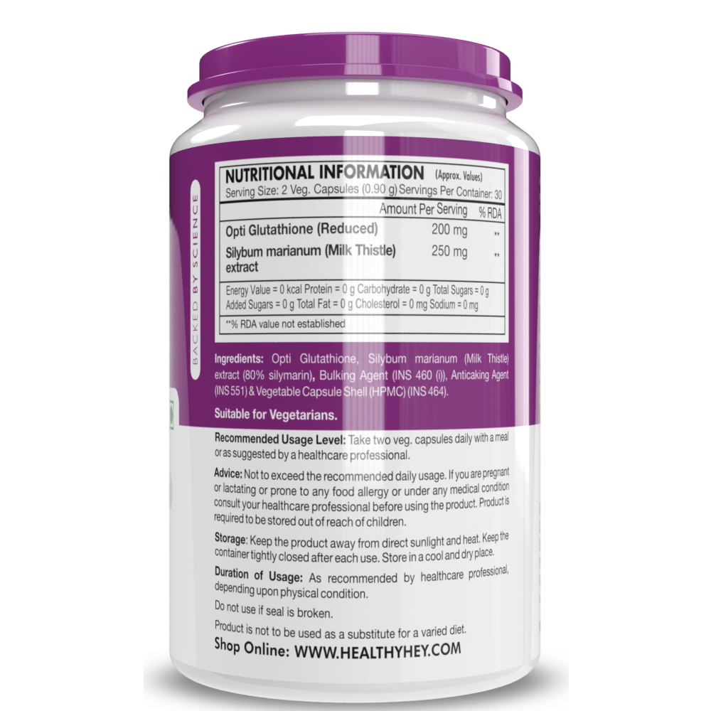 HealthyHey Reduced Glutathione with Milk Thistle - Support Skin Lighte -  Swadesii
