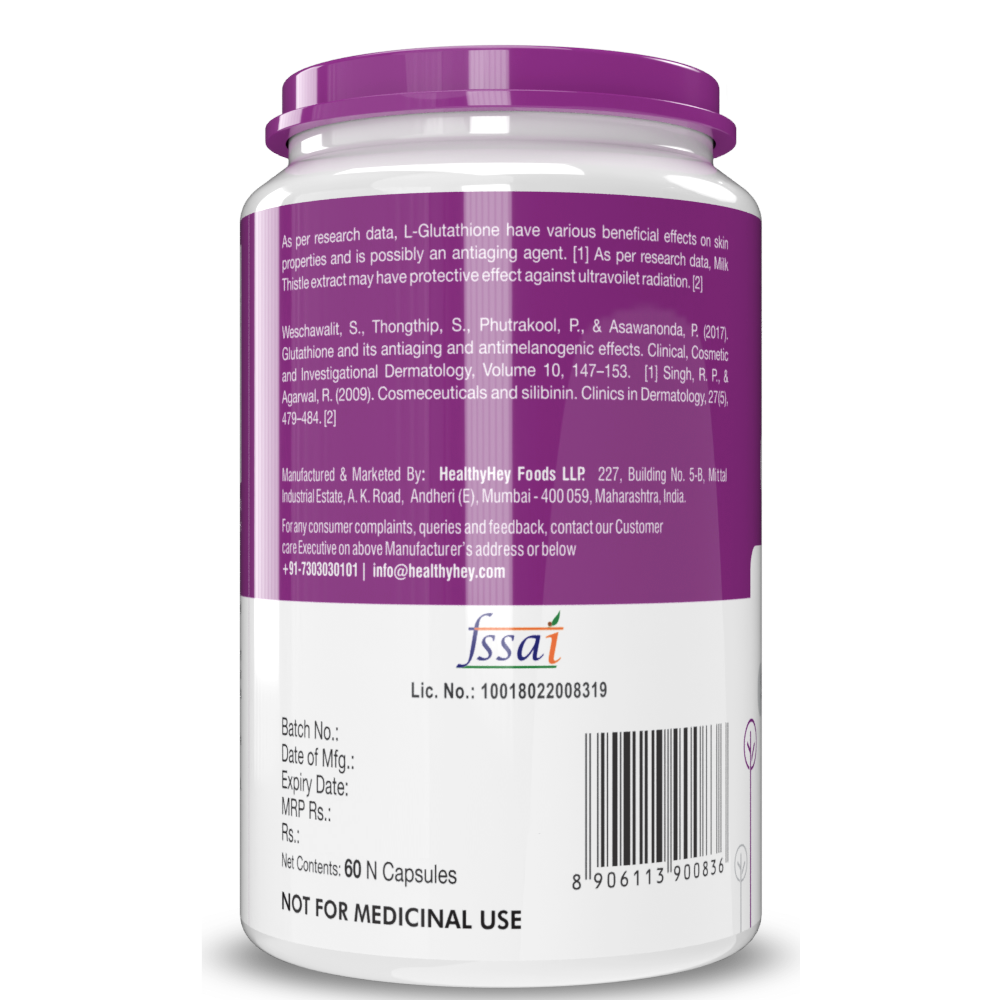 HealthyHey Reduced Glutathione with Milk Thistle - Support Skin Lighte - Swadesii HealthyHey Reduced Glutathione with Milk Thistle - Support Skin Lighte - Swadesii