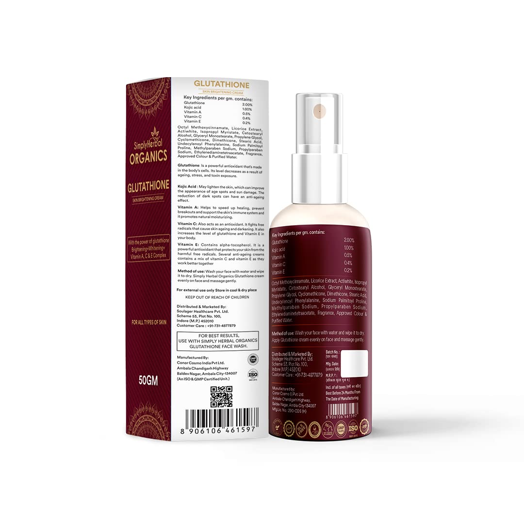 Simply Herbal L Glutathione Skin Brightening Whitening Cream - 50 gms
