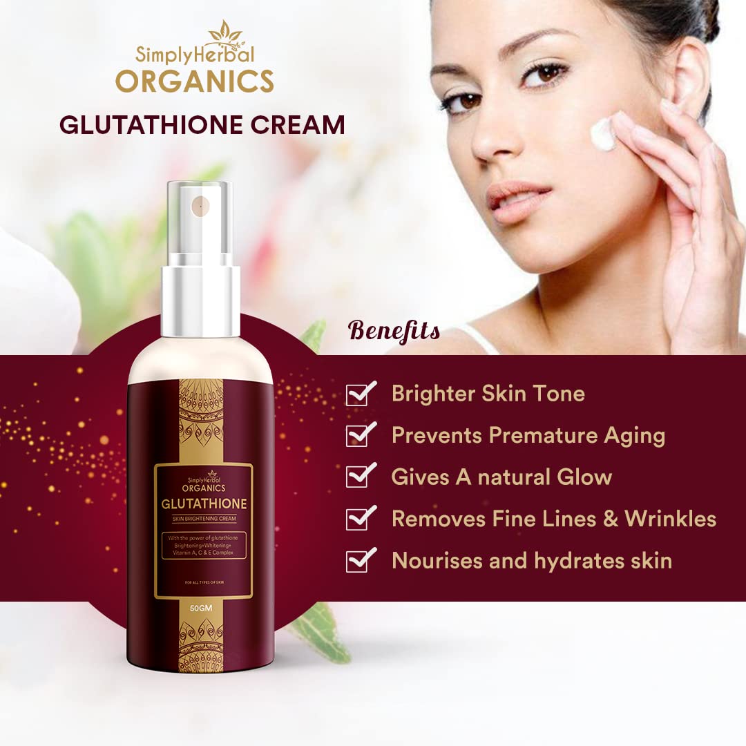 herbal glutathione skin whitening Simply Herbal L Glutathione Skin Brightening Whitening Cream - 50 gms
