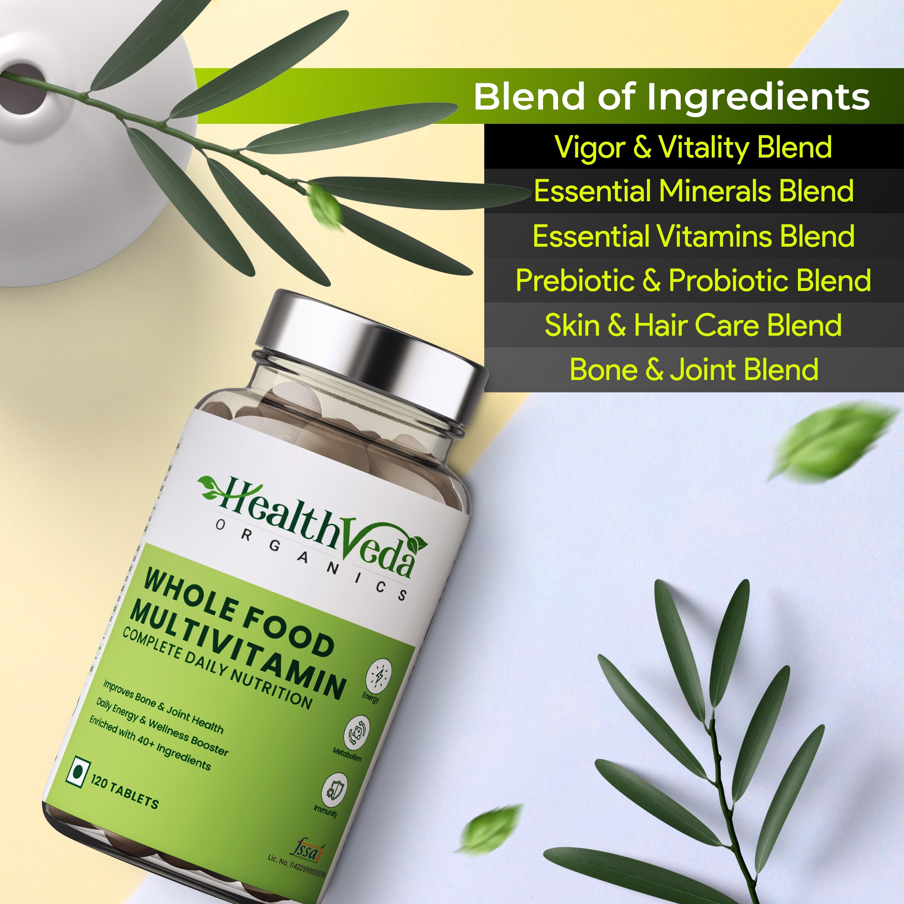 Health Veda Organics Whole Food Multivitamin - 120 tabs - Swadesii