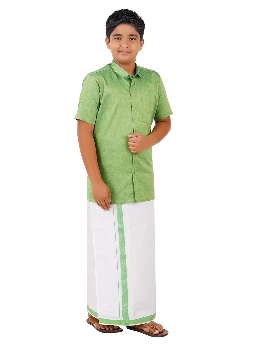 Green shirt with sales dhoti