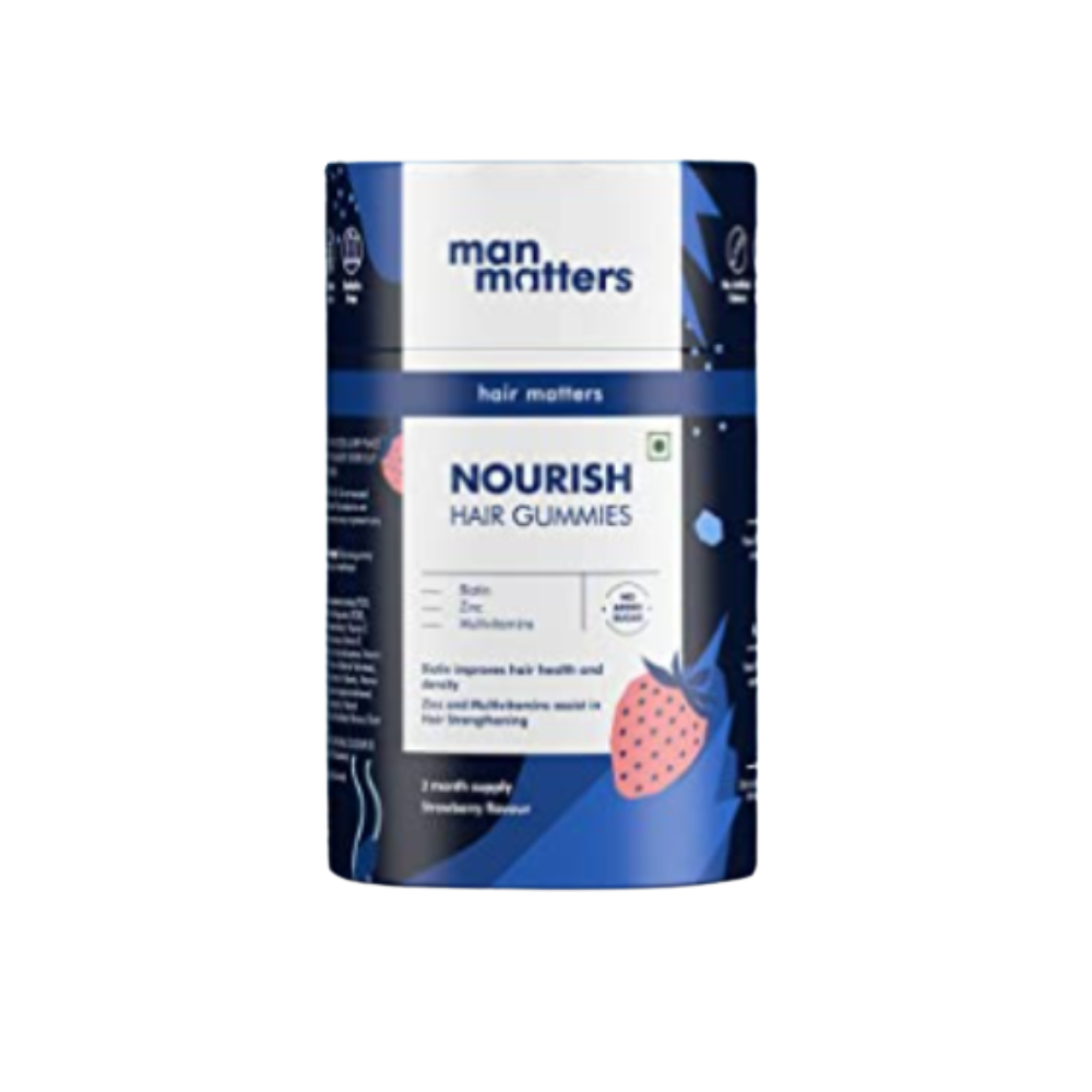 Man Matters Biotin Nourish Hair Gummies With Multivitamins (Sugar Free) - Strawberry Flavor - Distacart