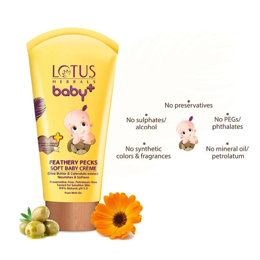 Lotus Herbals Baby+ Feathery Pecks Soft Baby Crème - Distacart