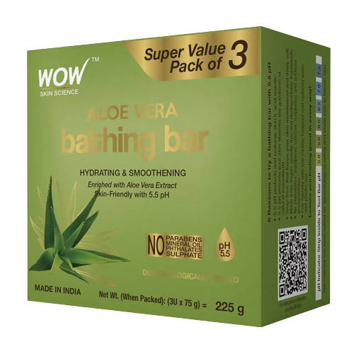 Wow Skin Science Aloe Vera Bathing Bar - Distacart