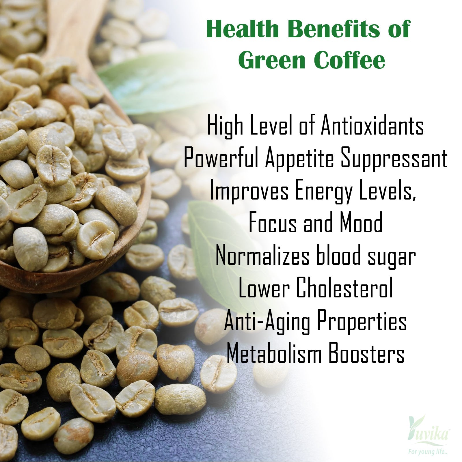 Yuvika Green Coffee Beans Decaffeinated & Unroasted Arabica Coffee