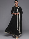 Libas Black Yoke Design Georgette Anarkali Kurta With Churidar & Dupatta