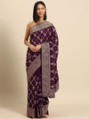 Libas Burgundy Embroidered Silk Blend Saree