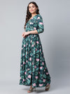 Ahalyaa Women Dark Green Crepe Digital Print Dress