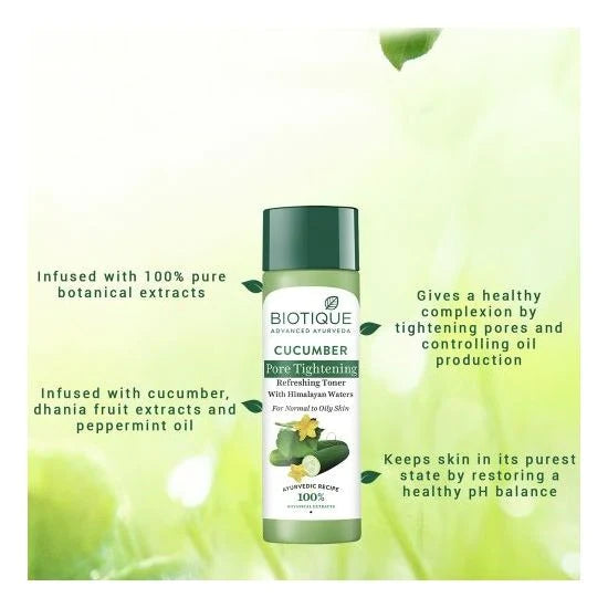 Biotique Bio Cucumber Pore Tightening Freshener With Himalayan Waters - Distacart
