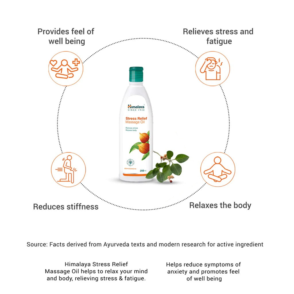 Himalaya Stress Relief Massage Oil (200 ml) - Distacart