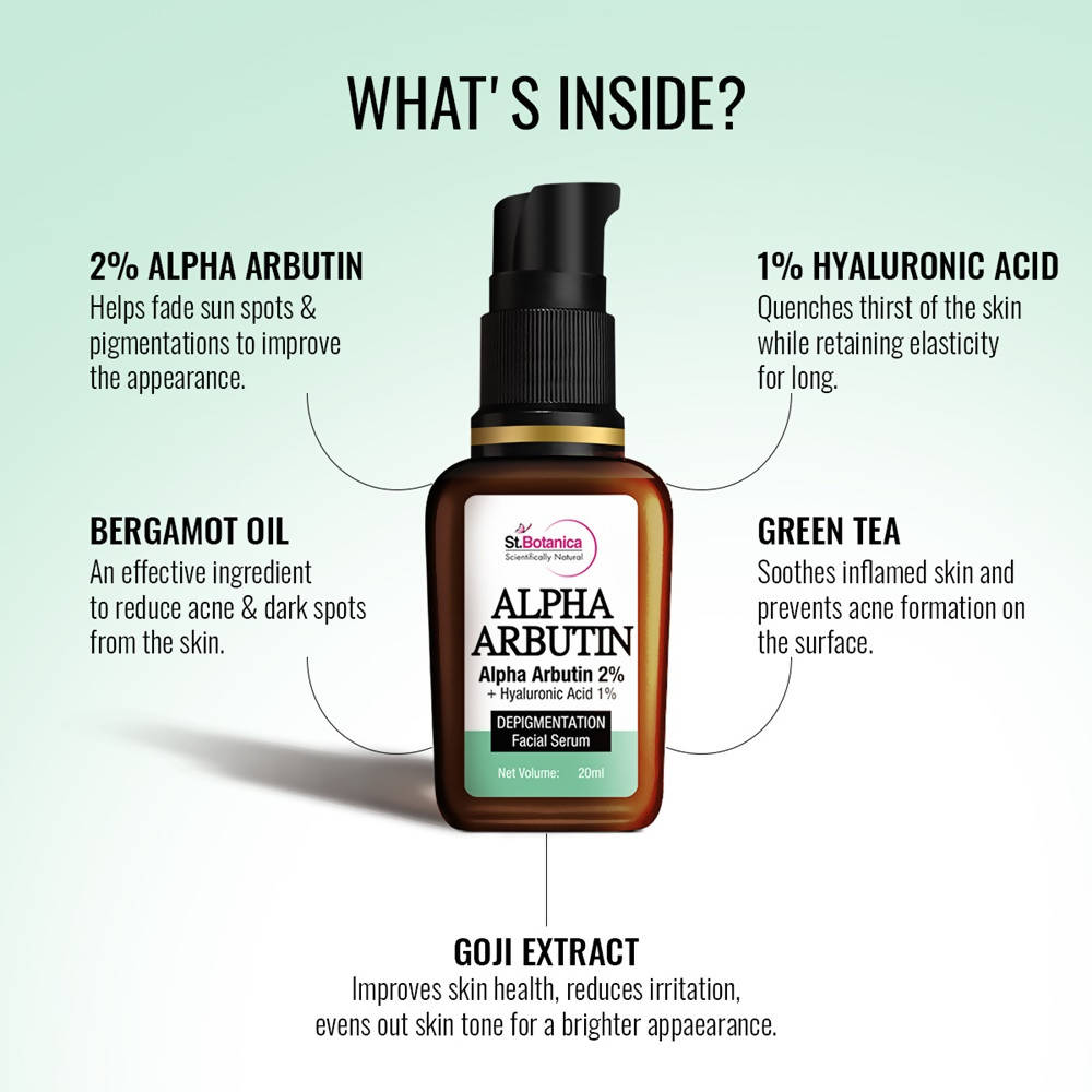St.Botanica Alpha Arbutin 2% + Hyaluronic Acid 1% Depigmentation Facial Serum