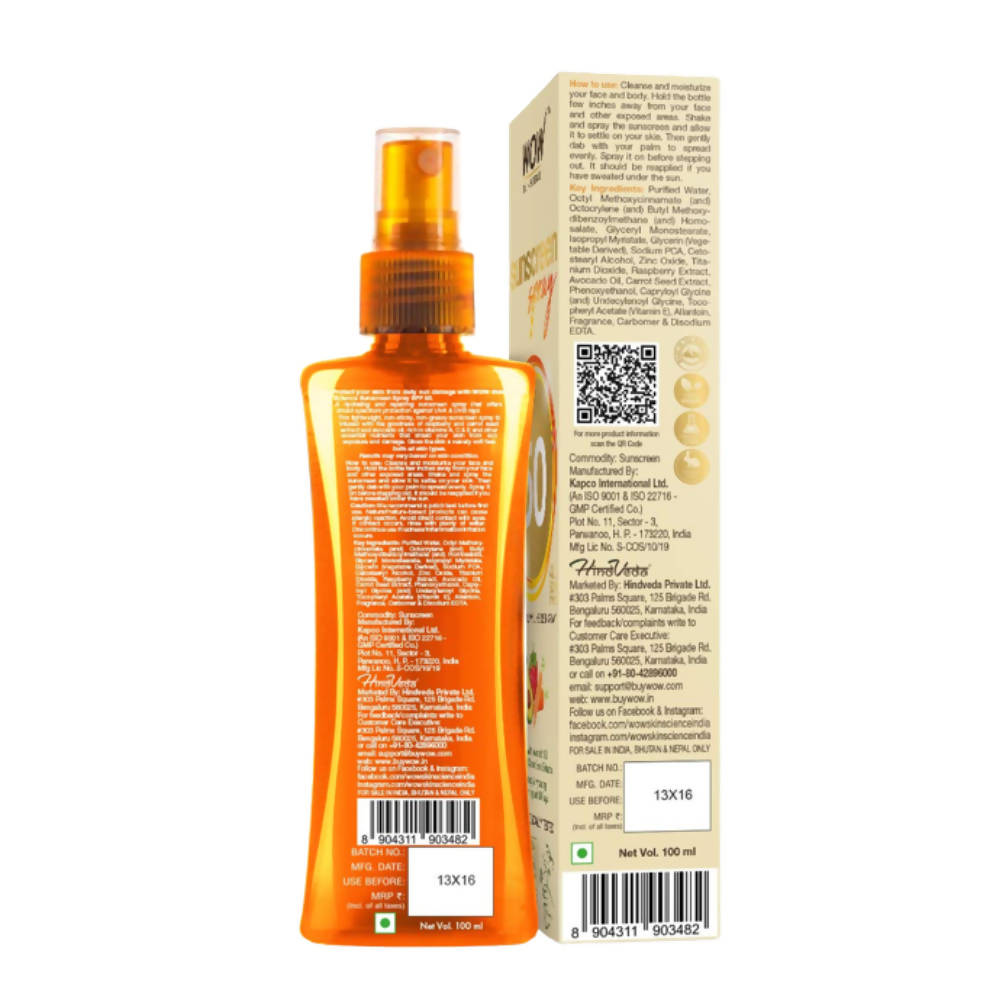 Wow Skin Science UV Sunscreen Spray SPF 50 - Distacart