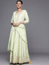 Libas Green Embroidered Silk Anarkali Kurta With Churidar & Dupatta